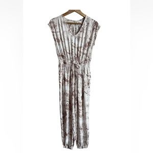 Japna 100% Rayon Tie-Dye Jumpsuit Romper Jogger Leg Pockets Tie Waist Size S‎